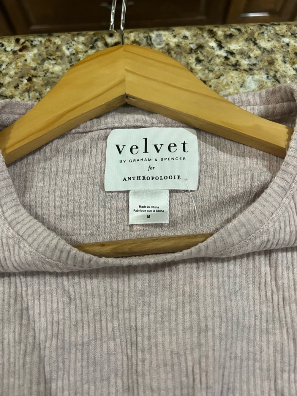 Velvet by Graham & Spencer Pale Blush Ribbed Long Sleeve Tee - Picture 5 of 8